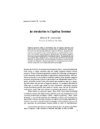 An Introduction to Cognitive Grammar