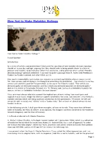 How Not to Make Halakhic Rulings