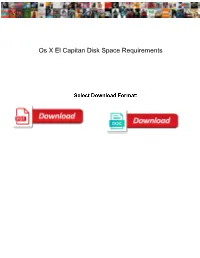 Os X El Capitan Disk Space Requirements