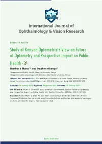 Study of Kenyan Optometrists View on Future of Optometry And