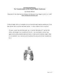 Archetypal Alchemy: the Transformation of the Psyche-Matter Continuum