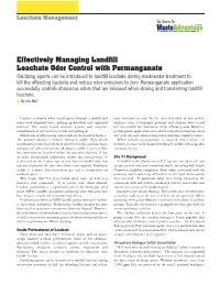 Effectively Managing Landfill Leachate Odor Control With
