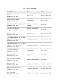 FAI Event Calendar