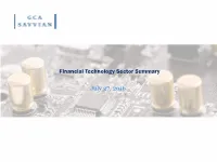 Financial Technology Sector Summary