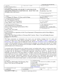 Funding Strategies and Project Costs for State-Supported Intercity Passenger Rail: Selected Case Studies and Cost Data
