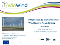 Introduction to the Community Wind Farm in Neuenkirchen