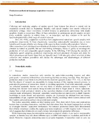 Production Methods in Language Acquisition Research Sonja