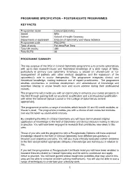 Programme Specification – Postgraduate Programmes