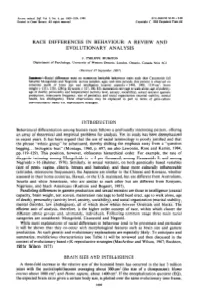 Race Differences in Behaviour: a Review and Evolutionary Analysis