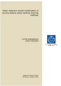 Radar-Detection Based Classification of Moving Objects Using Machine Learning Methods