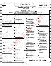 TURN the BALLOT OVER ______Nominated by Petition (NBP) (Write-In Vote for Lt
