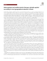 Anticoagulant and Antithrombotic Therapy: Globally Applied According to Local Geographical Selection Criteria