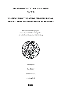 Antileishmanial Compounds from Nature - Elucidation of the Active Principles of an Extract from Valeriana Wallichii Rhizomes