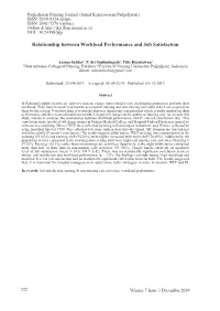 Relationship Between Workload Performance and Job Satisfaction