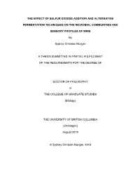 The Effect of Sulfur Dioxide Addition and Alternative