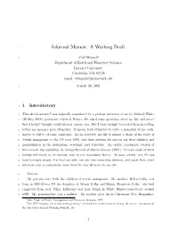 Informal Memoir. a Working Draft