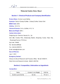 Material Safety Data Sheet