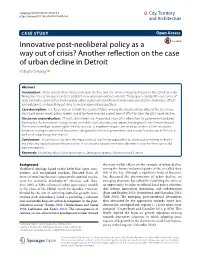 Another Reflection on the Case of Urban Decline in Detroit