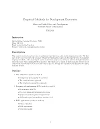 Empirical Methods for Development Economics