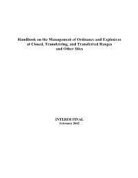 EPA Handbook on the Management of Ordnance and Explosives At