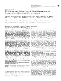 FOXM1 Is a Transcriptional Target of Erα and Has a Critical Role in Breast