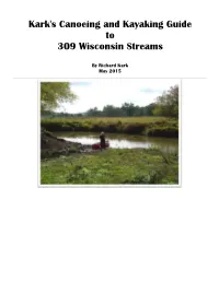 Kark's Canoeing and Kayaking Guide to 309 Wisconsin Streams
