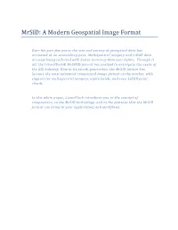 Mrsid: a Modern Geospatial Image Format