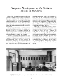 Computer Development at the National Bureau of Standards