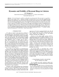 Dynamics and Stability of Resonant Rings in Galaxies B