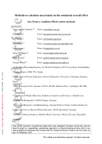 Methods to Calculate Uncertainty in the Estimated Overall Effect Size from a Random-Effects Meta-Analysis