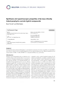Synthesis and Spectroscopic Properties of Β-Meso Directly Linked Porphyrin–Corrole Hybrid Compounds