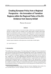 The Innovation of Transition Regions Within the Regional Policy of the EU