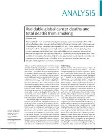 Avoidable Global Cancer Deaths and Total Deaths from Smoking