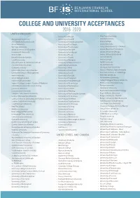 College and University Acceptances