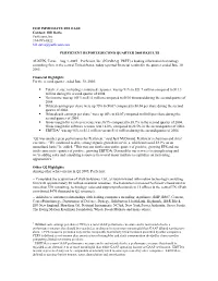 Consolidated Statements of Operations Attached to This Release