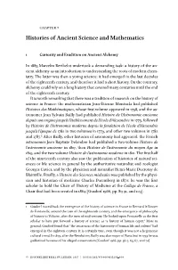 Histories of Ancient Science and Mathematics