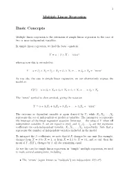 Linear Regression with Two Or More Variables: Basic Concepts
