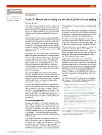 Covid-19: People Are Not Being Warned About Pitfalls of Mass Testing
