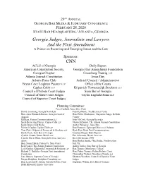Georgia Judges, Journalists and Lawyers and the First Amendment a Primer on Recurring and Emerging Issues and the Law