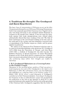 The Goodspeed and Knox Hypotheses