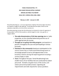 1. the Wide Dissemination of Full Time Openings Via Our Radio Properties, On-Line Classified Advertising and the Use of Other Appropriate Job Sources