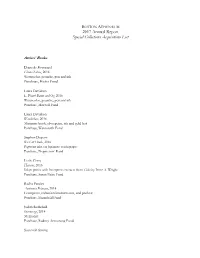 2017 Annual Report Special Collections Acquisitions List