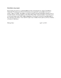 Distribution Agreement in Presenting This Thesis As a Partial Fulfillment Of