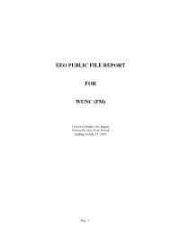 Eeo Public File Report for Wunc (Fm)