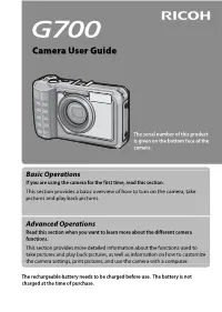 G700 Camera User Guide
