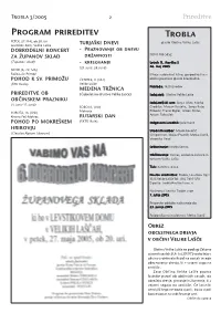 Program Prireditev Trobla