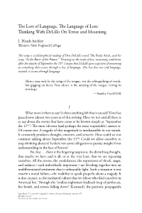 Thinking with Delillo on Terror and Mourning