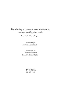 Developing a Common Web Interface to Various Verification Tools