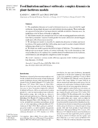 Food Limitation and Insect Outbreaks: Complex Dynamics in Plant