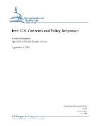 Iran: U.S. Concerns and Policy Responses